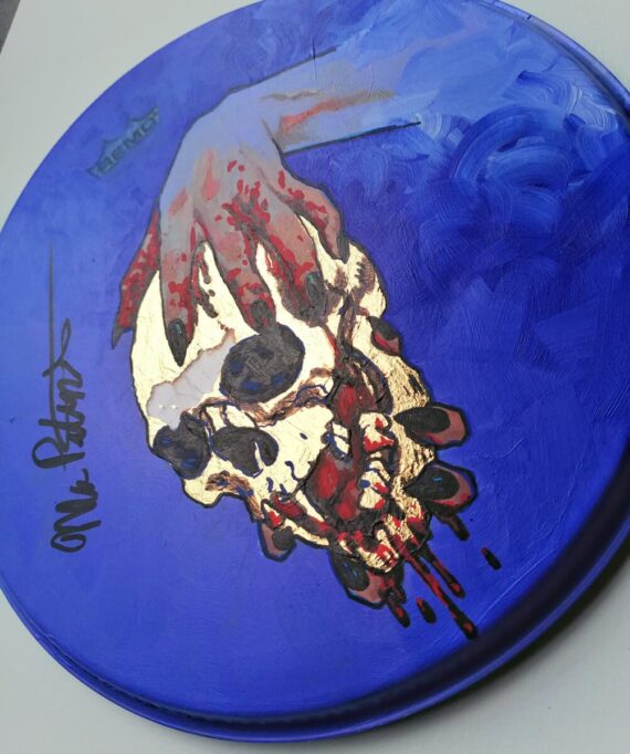 AUTOGRAPHED 12" GOLD SKULL SNARE HEAD